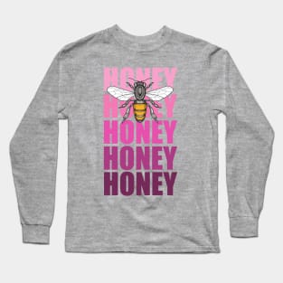 honey bee and pink honey honey lettering Long Sleeve T-Shirt